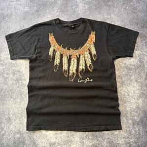 Vintage Diamond Dust Laughlin Nevada Native American Feather Graphic T-Shirt 90s